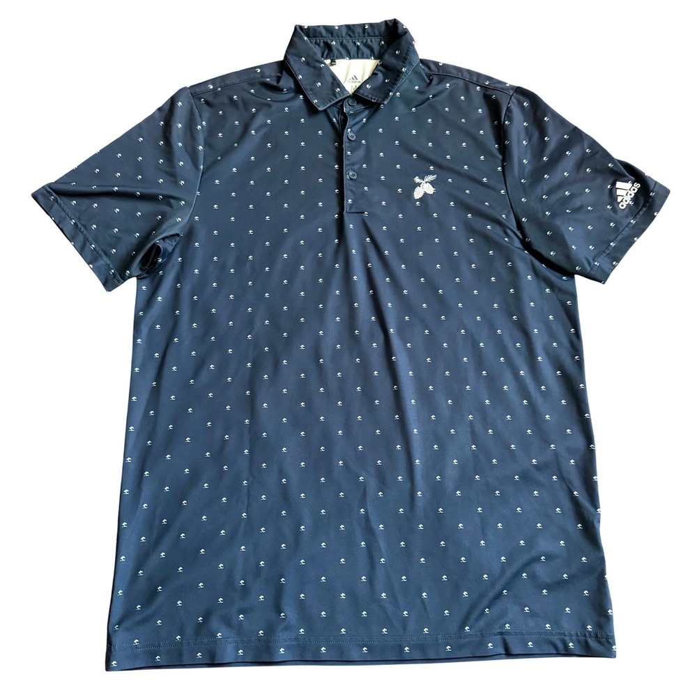Adidas Mens Golf Polo Shirt Navy Blue Palm Tree Pinecone GL0116 Size Medium